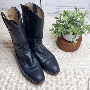 JUSTIN Women’s Roper Western Cowboy Boot Navy Style: L 3057 Sz 9C Pull On